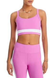 Aqua Womens Striped Polyester Sports Bra