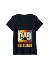 Aqua Womens Swimming Dad Like A Regular Dad But Cooler Father's Day V-Neck T-Shirt