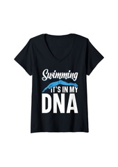 Aqua Womens Swimming is in our DNA for Swimmers V-Neck T-Shirt