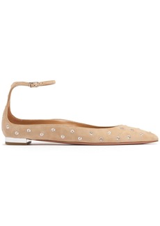 Aquazzura 10mm Love Affair Suede & Crystal Flats