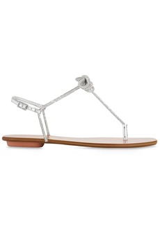 Aquazzura 5mm Capri Mirror Leather Flat Sandals