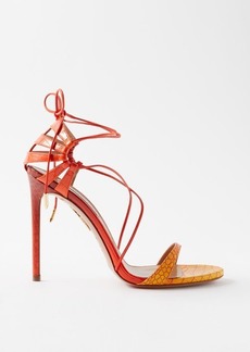 Aquazzura - Bellissima 105 Croc-effect Leather Sandals - Womens - Orange
