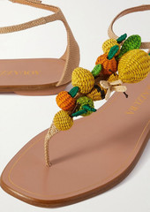 Aquazzura - Citrus Punch embellished woven raffia sandals - Yellow - EU 36