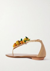 Aquazzura - Citrus Punch embellished woven raffia sandals - Yellow - EU 36