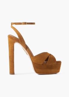 Aquazzura - Divine Plateau 130 suede platform sandals - Brown - EU 39