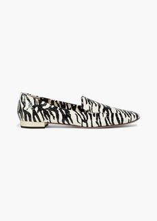 Aquazzura - Greenwich tiger-print snake-effect leather loafers - Neutral - EU 35