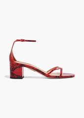 Aquazzura - Purist 50 snake-effect leather sandals - Red - EU 35