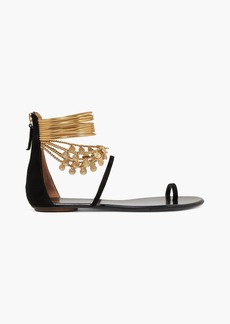 Aquazzura - Queen Of The Desert embellished suede sandals - Black - EU 35.5