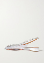 Aquazzura - Seduction embellished mirrored-leather and PVC slingback point-toe flats - Metallic - EU 37