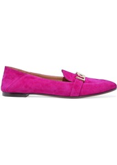 Aquazzura Woman Love Life Embellished Suede Collapsible-heel Loafers Magenta