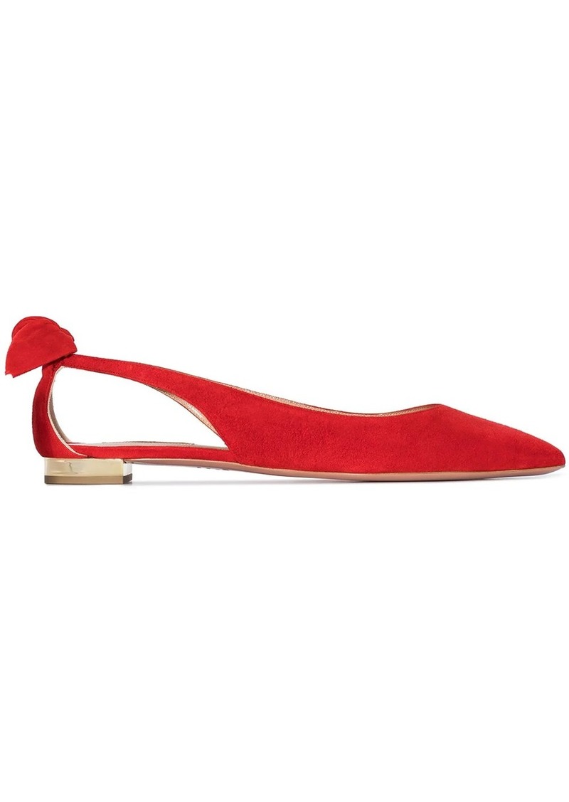 Aquazzura Bow Tie suede ballerinas