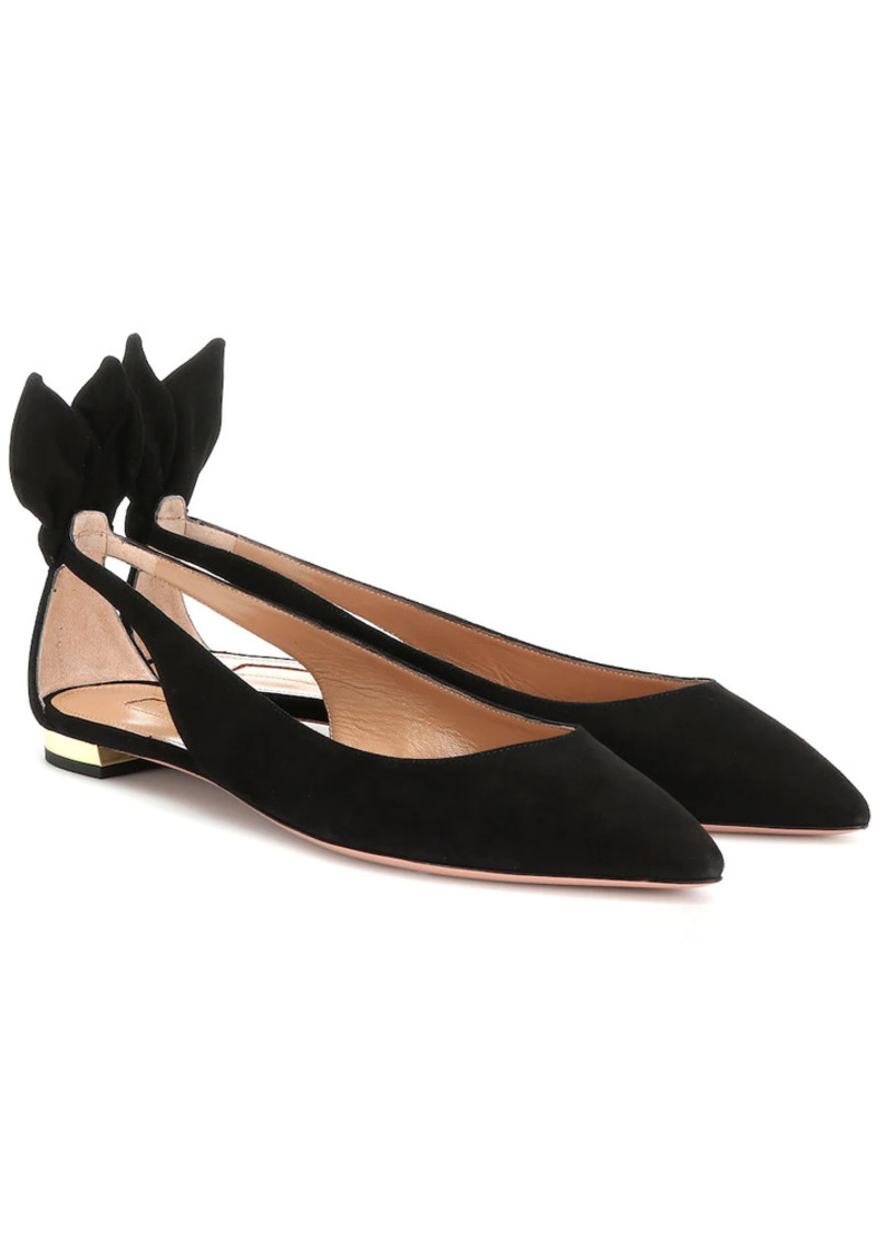 Aquazzura Bow Tie suede ballet flats