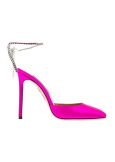 Aquazzura Fuchsia Pink 'Ice' Pumps Satin Effect with Crystal Embellishment in Leather Woman