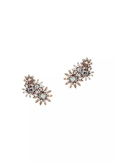 Aquazzura Margarita Silvertone & Glass Crystal Flower Cluster Earrings