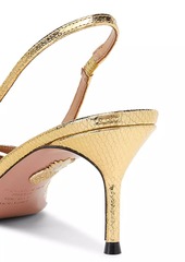 Aquazzura Moves 65MM Snake-Embossed Metallic Leather Slingback Pumps