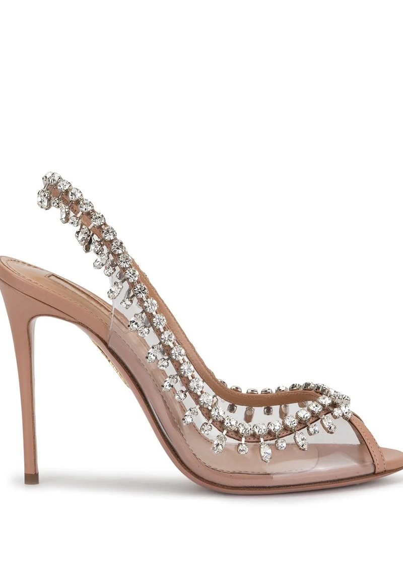 Aquazzura Temptation crystal-embellished peep-toe sandals