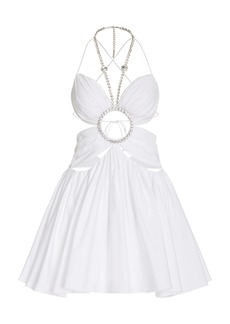 Area - Butterfly Gathered Cotton-Poplin Mini Dress - White - US 8 - Moda Operandi