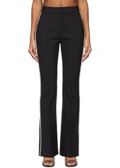 AREA Black Crystal Stitched Slim Flare Trousers