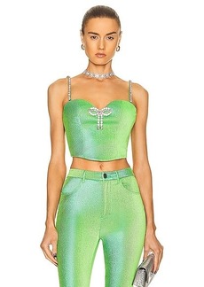AREA Crystal Bow Corset Top