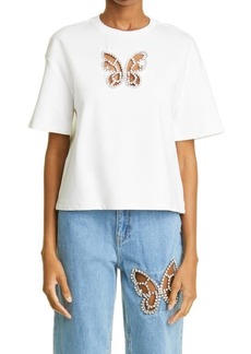 Area Crystal Butterfly Cutout T-Shirt in White at Nordstrom