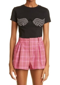 Area Crystal Cup Crop T-Shirt in Black at Nordstrom
