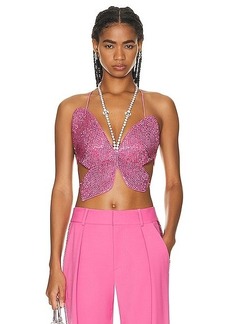 AREA Crystal Embellished Butterfly Top