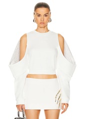 AREA Crystal Embellished Cold Shoulder Sweatshirt