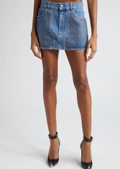 Area Crystal Embellished Denim Miniskirt