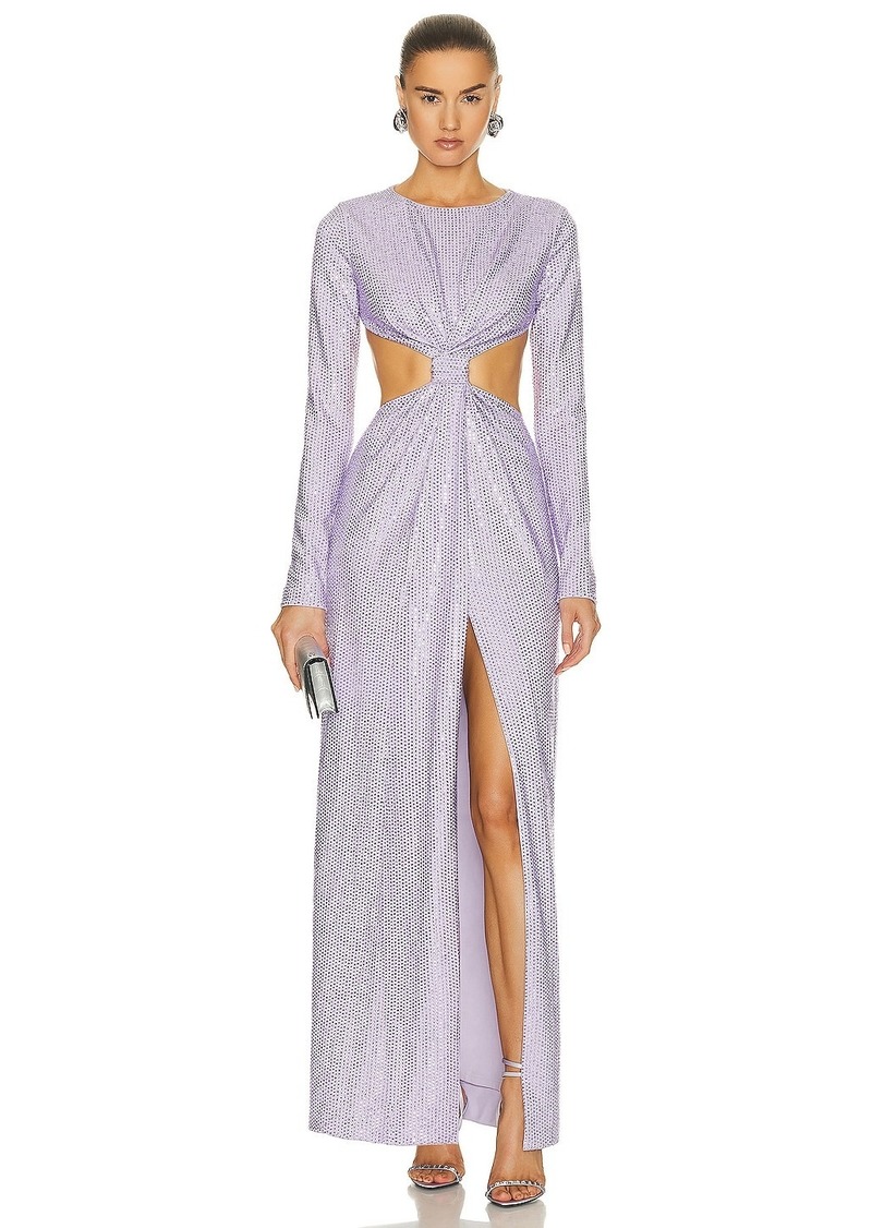 AREA Crystal Embellished Front Knot Gown