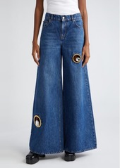 Area Crystal Eyelet Wide Leg Jeans