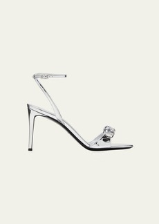AREA Crystal Metallic Ankle-Strap Sandals