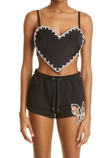 Area Crystal Spike Heart Top in Black at Nordstrom