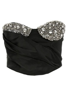 AREA 'Embroideres Crystal Cup Draped Bustier' top