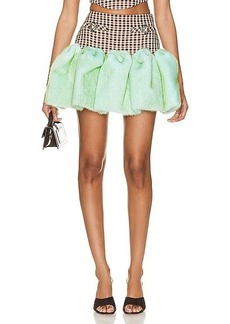 AREA Faux Fur Godet Mini Skirt