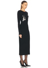 AREA Handprint Long Sleeve Midi Dress