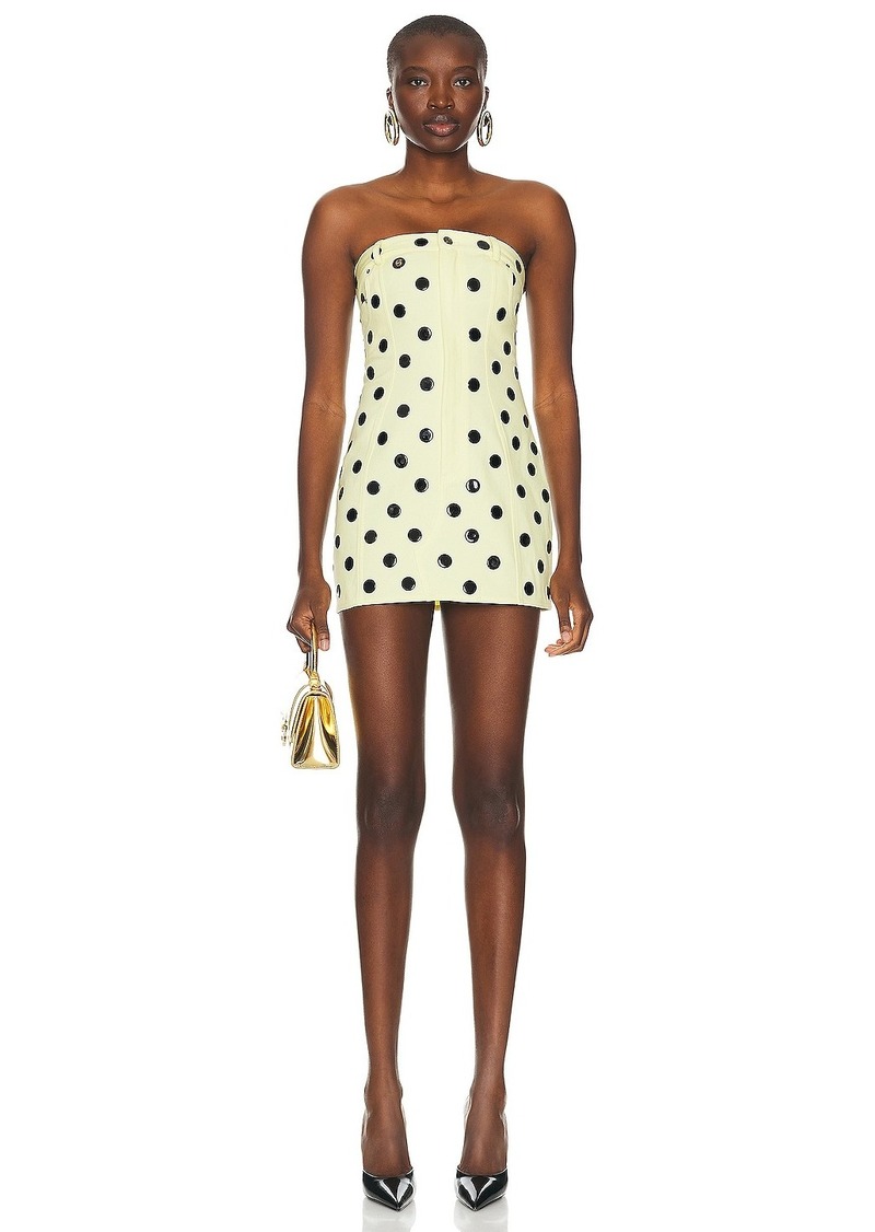 AREA Polka Dot Strapless Mini Dress