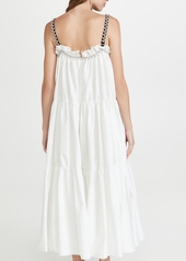 Area Shirred Maxi Dress with Contrast Crystal Straps