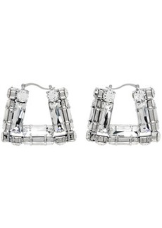 AREA Silver Crystal Baguette Square Hoop Earrings