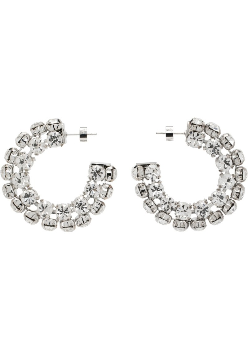 AREA Silver Small Crystal Hoop Earrings