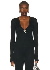 AREA Star Stud Long Sleeve Top