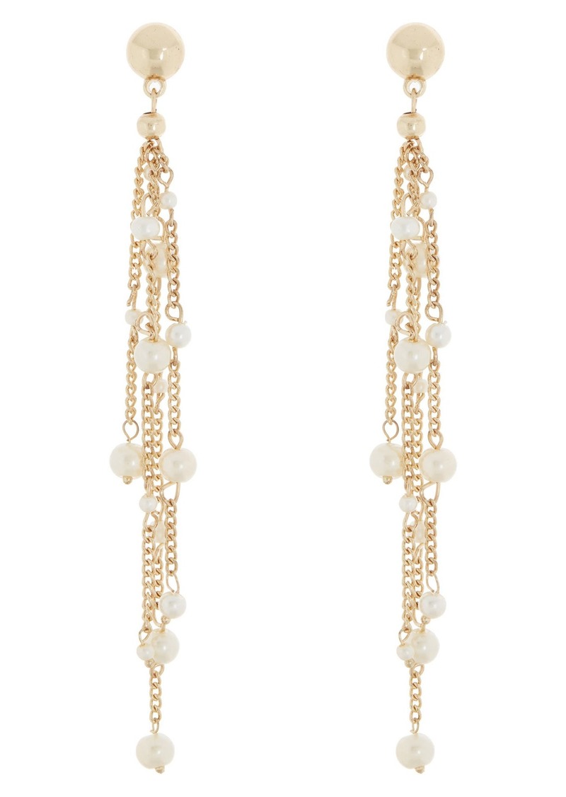 Area Stars Imitation Pearl Fringe Drop Earrings in Gold at Nordstrom Rack