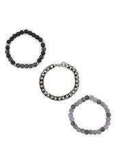 Area Stars Set of Three Bead & Curb Link Bracelets in Black Multi at Nordstrom Rack