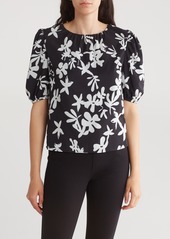 Area Stars Sheryl Floral Print Puff Sleeve Top in Black W Floral at Nordstrom Rack