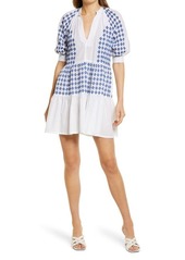 Area Stars Tiana Embroidered Trapeze Minidress in White Blue at Nordstrom