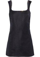 Area Woman Open-back Crystal-embellished Duchesse-satin Mini Dress Black