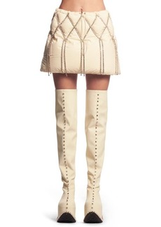Area x Dingyun Zhang Crystal Embellished Quilted Down Puffer Miniskirt in Ecru at Nordstrom