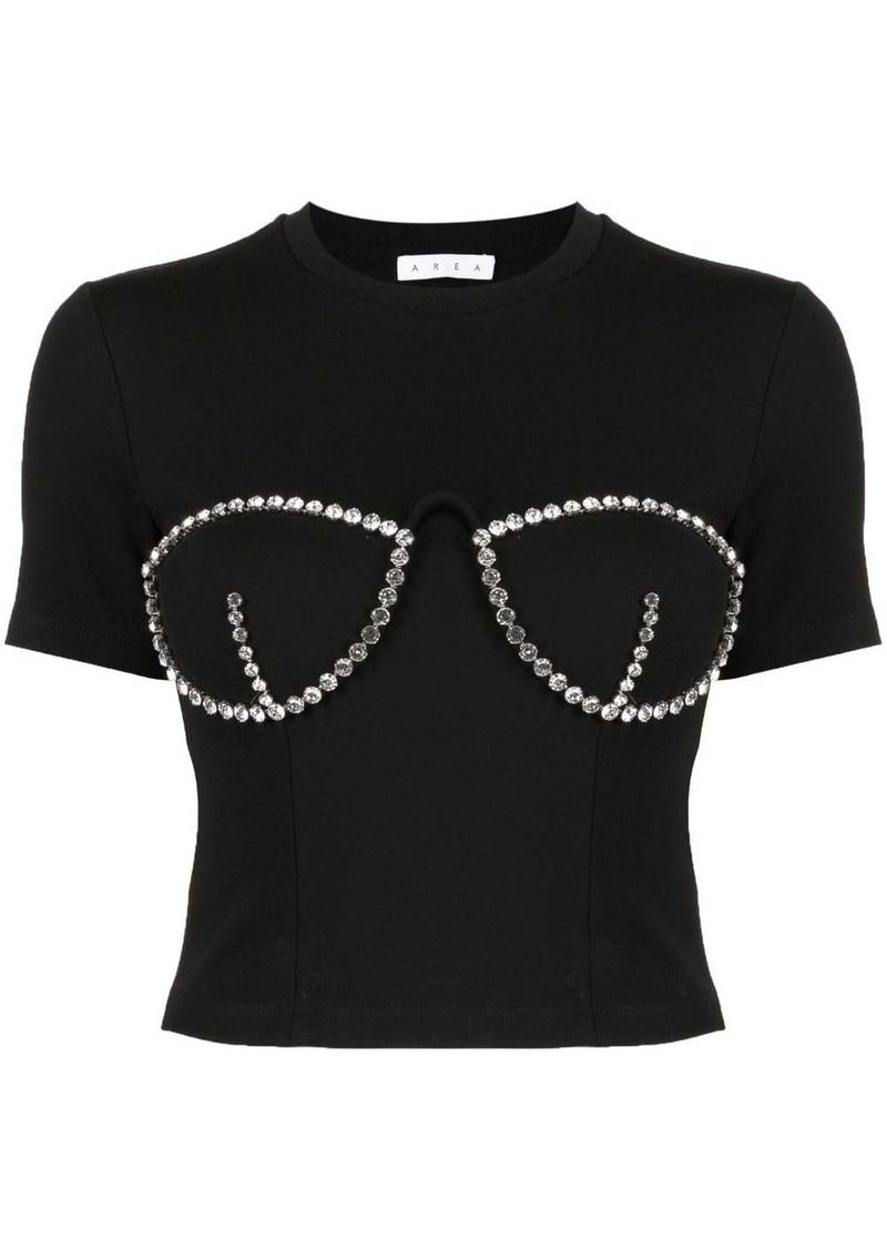 Area bustier-style crystal-embellished T-shirt