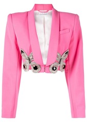 Area butterfly-embroidered cropped blazer