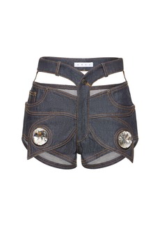 Area Butterfly Raw Cotton Denim Hot Pants