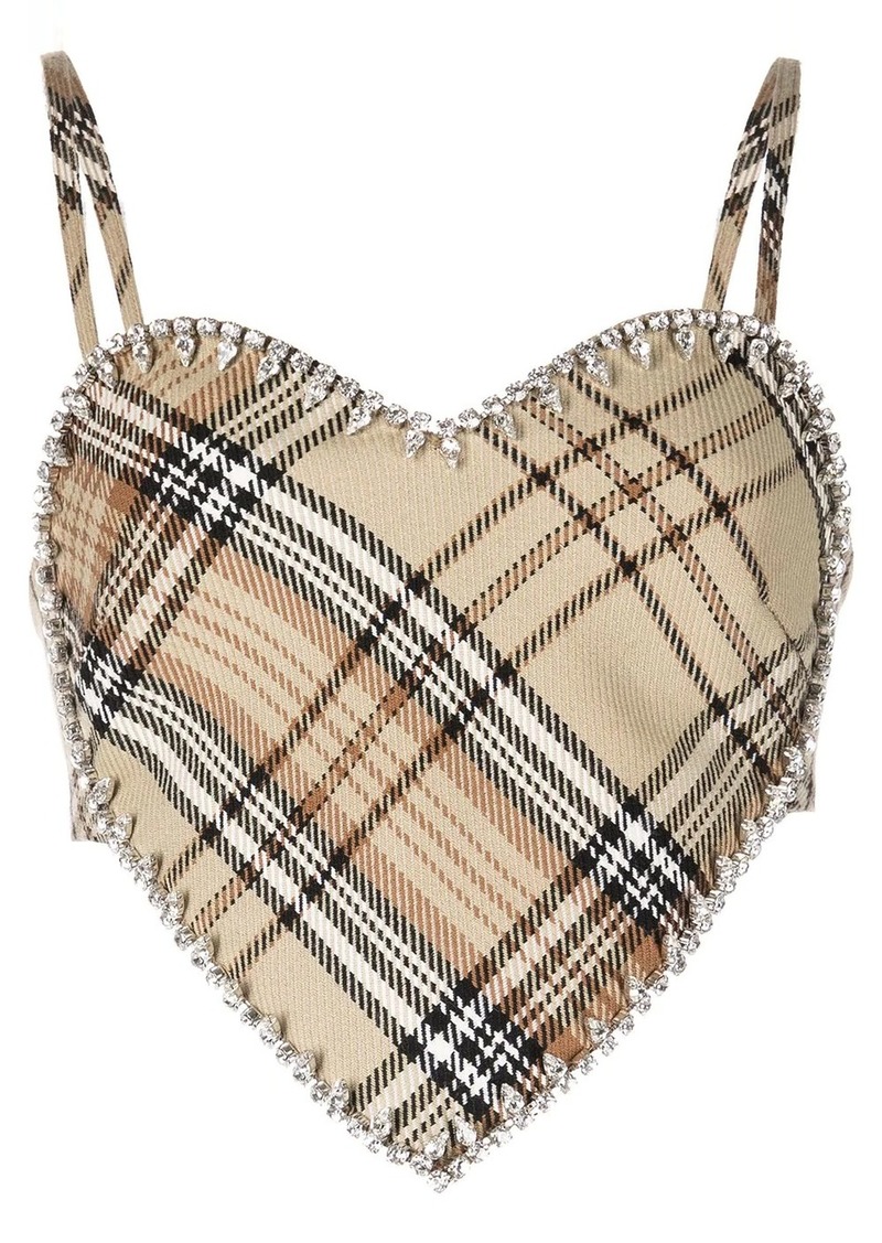 AREA Check Heart Shape Top - Brown